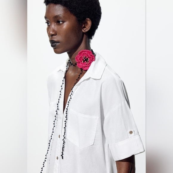 Zara Jewelry - RAFFIA FLOWER NECKLACE